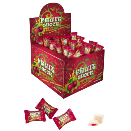 Жев. резинка Фрут Шок Вишня (1*12*100) шоу-бокс (подушечки с жидким центром)