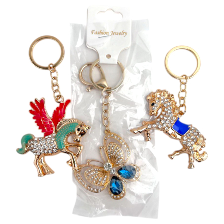 Брелок со стразами, в ассортименте, 12 шт/уп