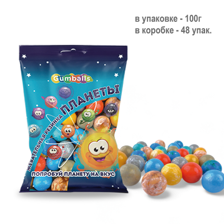 RUSGUM Жевательная резинка "Планеты" в пакете 100г