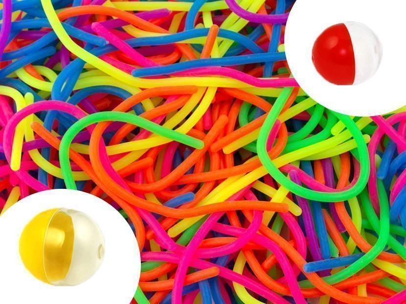 Игрушки в капсулах 34х30 мм Лапша тянучка 250 шт /уп