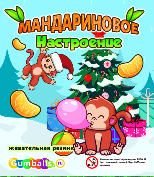 RUSGUM Мандариновое настроение 24 мм. 7*180 штук