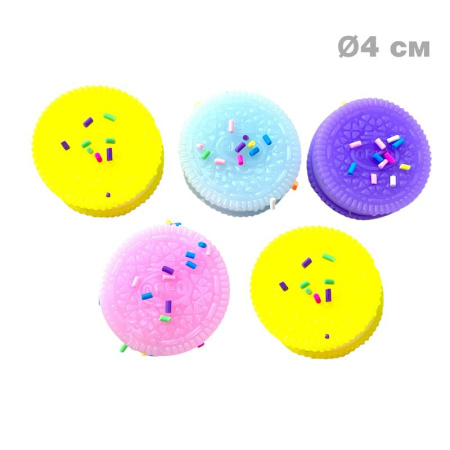 Игрушка сквиш печенье ЦВЕТНОЕ (муляж) Ø4 см 100 шт